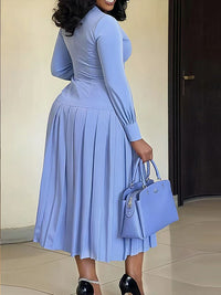 Beautiedoll Solid Pleated Midi Dress