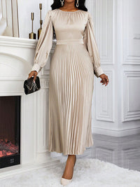 Beautiedoll Solid Pleated Midi Dress