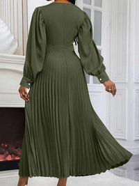 Beautiedoll Solid Pleated Midi Dress