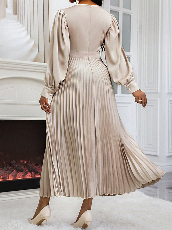 Beautiedoll Solid Pleated Midi Dress