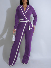 Piping Lapel Jumpsuit