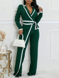Piping Lapel Jumpsuit