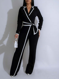 Piping Lapel Jumpsuit