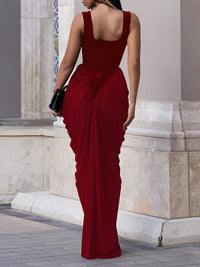 Ruched Combo Sleeveless Maxi Dress