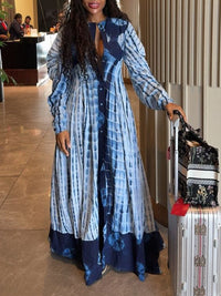 Printed Button-Front Maxi Dress