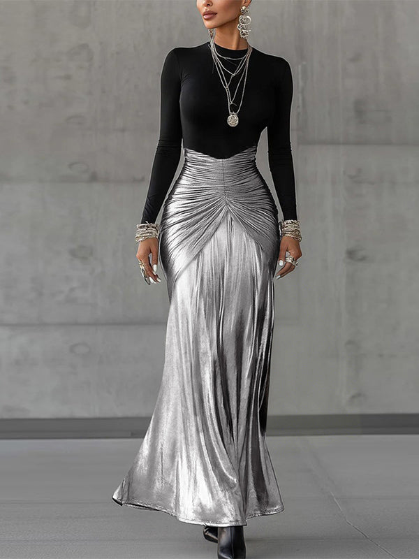 Ruched Combo Maxi Dress