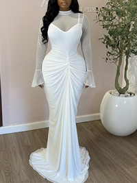 Solid Ruched Maxi Dress