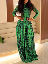 Printed Mock-Neck Maxi Dress
