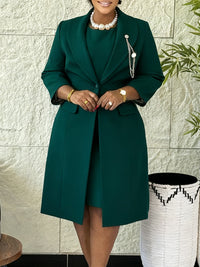Solid Long Blazer & Dress Set