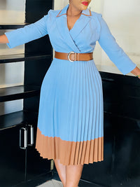 Belted Pleated Blazer Dress