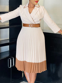Belted Pleated Blazer Dress