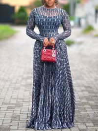 Printed Top & Pleated Skirt Set