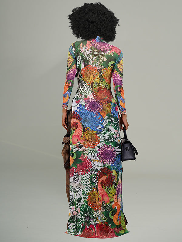 Printed Slit Tunic Top