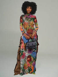 Printed Slit Tunic Top