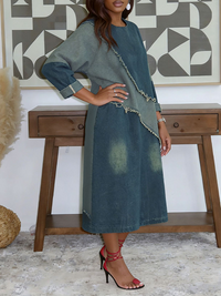 Contrast Denim Dress