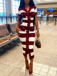 Two-Tone Button-Front Dress