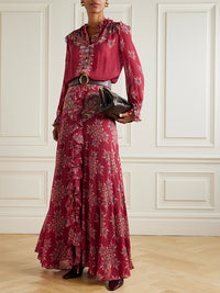 Printed Shirt & Ruffle Skirt Set