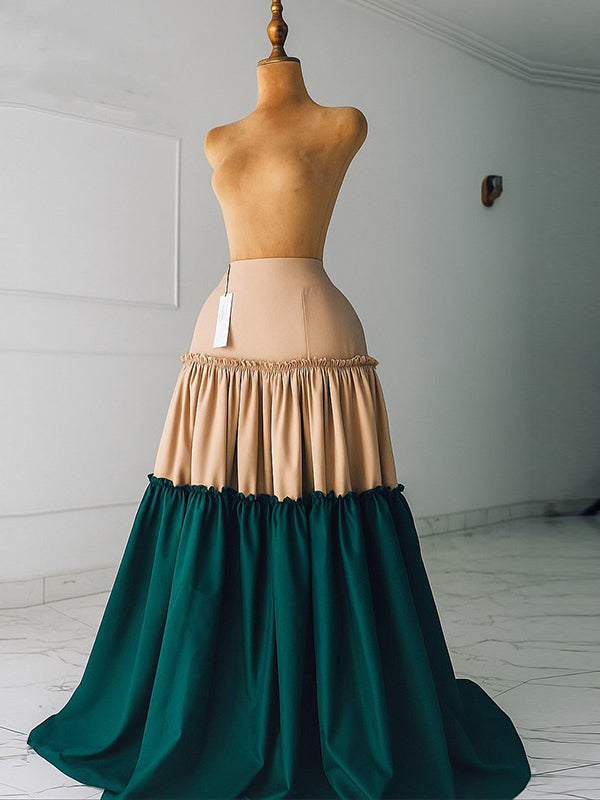 Colorblock Frilled Full Skirt