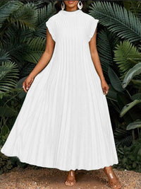 Solid Pleated Maxi Dress