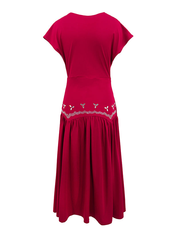 Studded V-Neck Dress