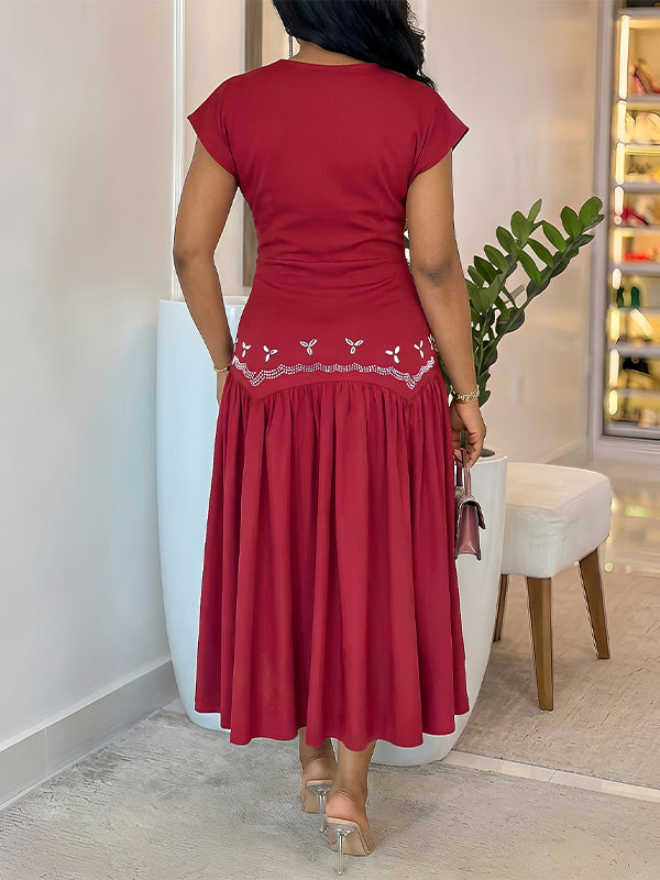 Studded V-Neck Dress