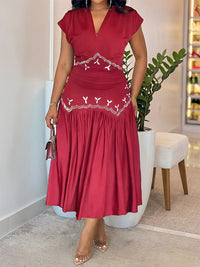 Studded V-Neck Dress