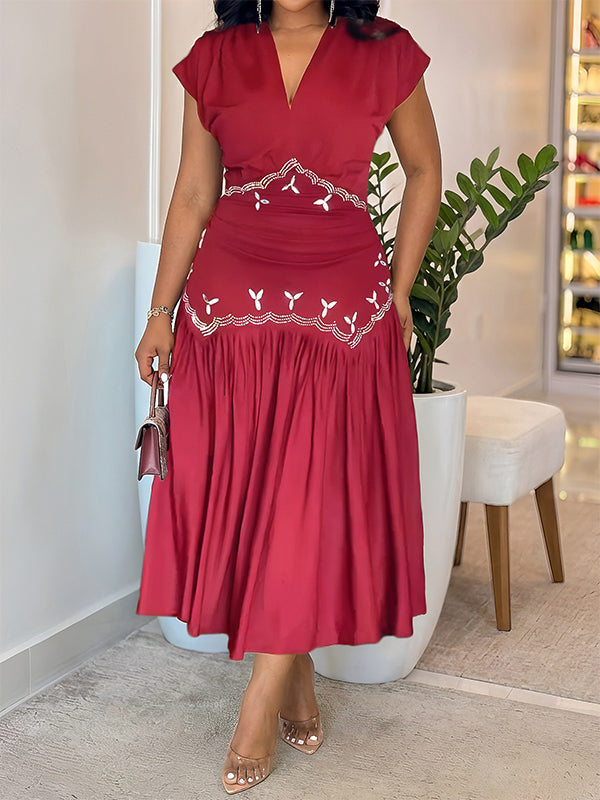 Studded V-Neck Dress