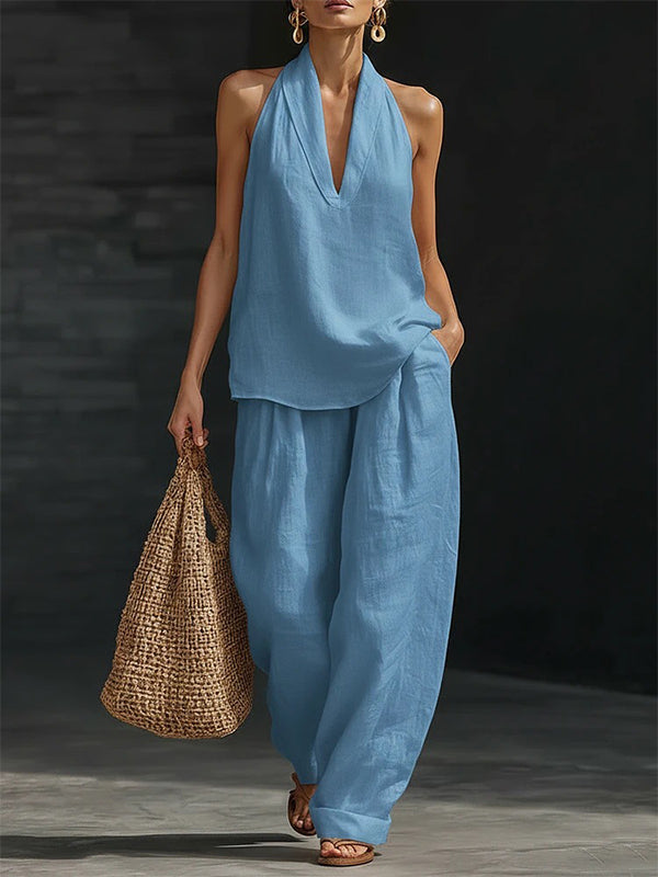 V-Neck Tank Top & Pants Set