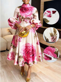 Floral Puff-Sleeve Dress