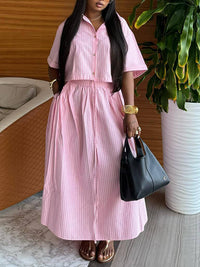 Stripe Shirt & Skirt Set