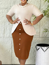 Two-Tone Combo Bodycon Dress