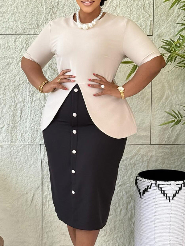 Two-Tone Combo Bodycon Dress