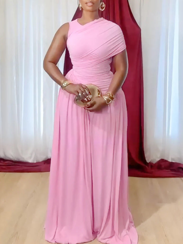 One-Shoulder Ruched Maxi Dress