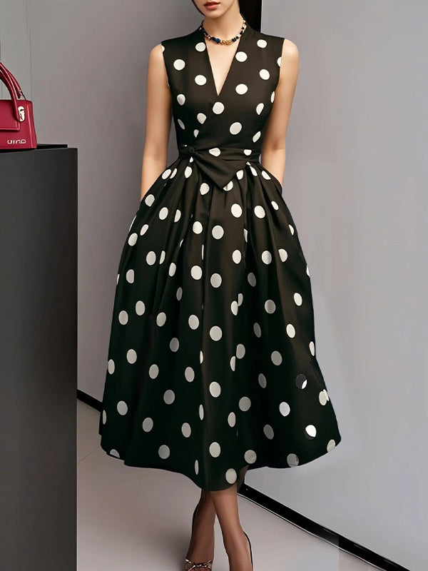 Dot Tied Sleeveless Dress