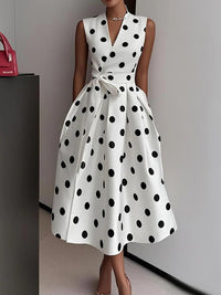 Dot Tied Sleeveless Dress