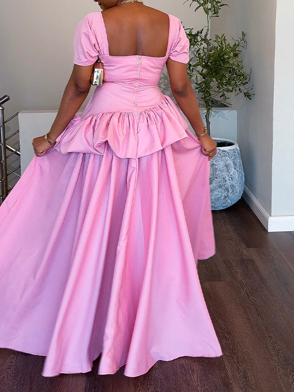 Square-Neck Ruffle Maxi Dress