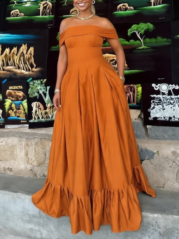 Off-Shoulder Ruffle Maxi Dress