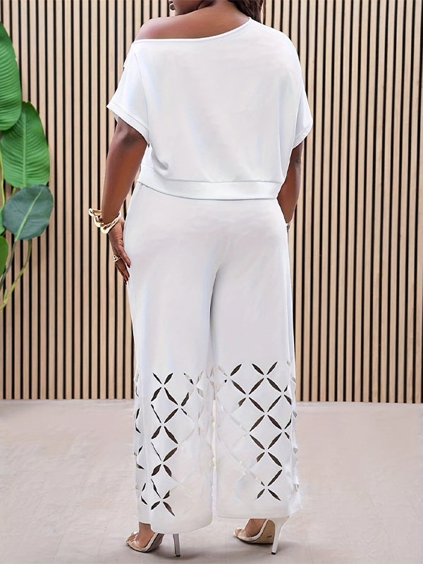 Cutout Boat-Neck Top & Pants Set