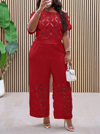 Cutout Boat-Neck Top & Pants Set