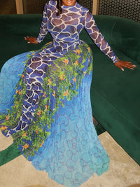 Printed Combo Maxi Dress