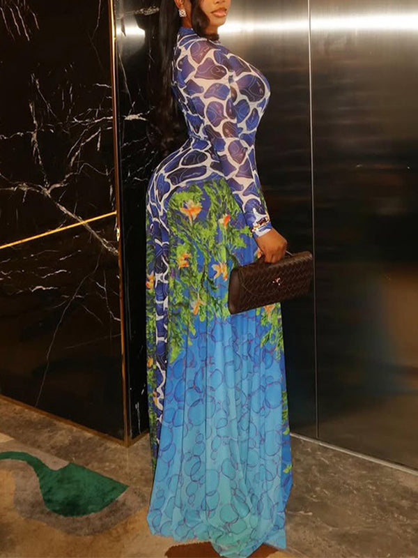 Printed Combo Maxi Dress