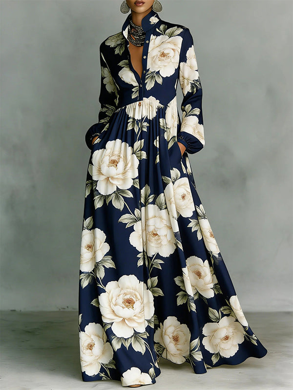 Printed Button-Front Shirt Dress