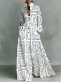 Printed Button-Front Shirt Dress