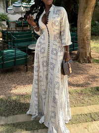 Printed Button-Front Maxi Dress