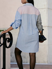 Stripe Combo Shirt Dress