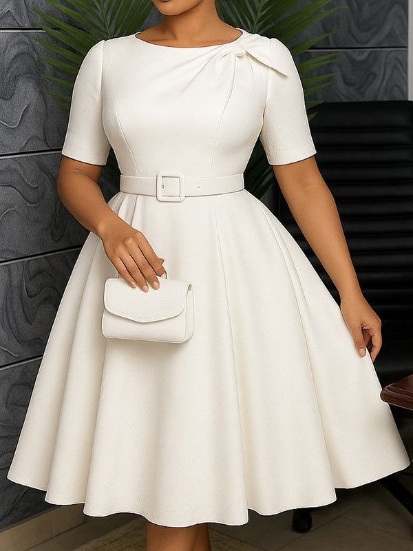 Solid Belted Midi Dress