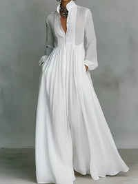 Solid Button-Front Shirt Dress