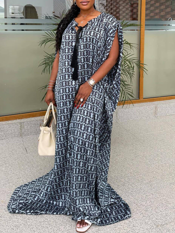 Printed Tied Sleeveless Maxi Dress