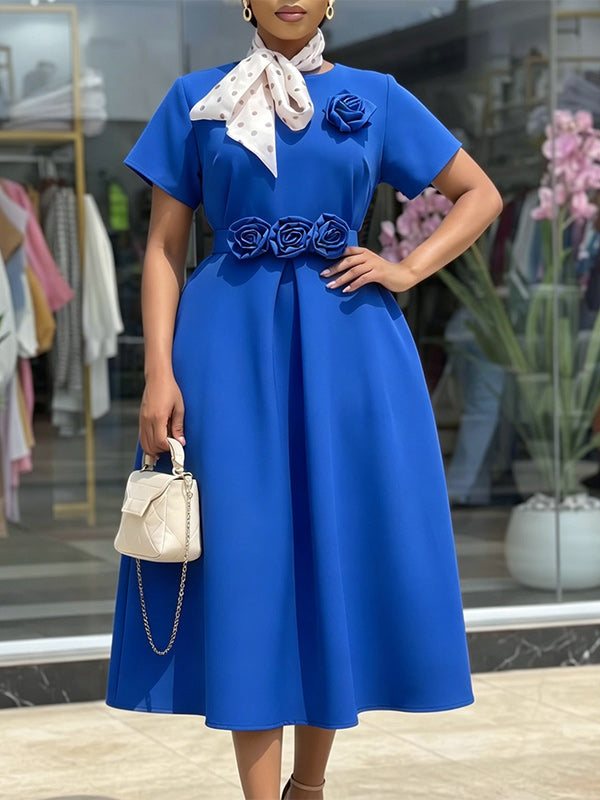 3D Floral Midi Dress