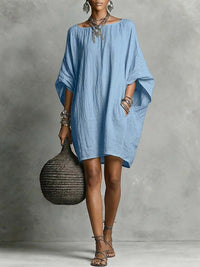 Solid Batwing-Sleeve Dress